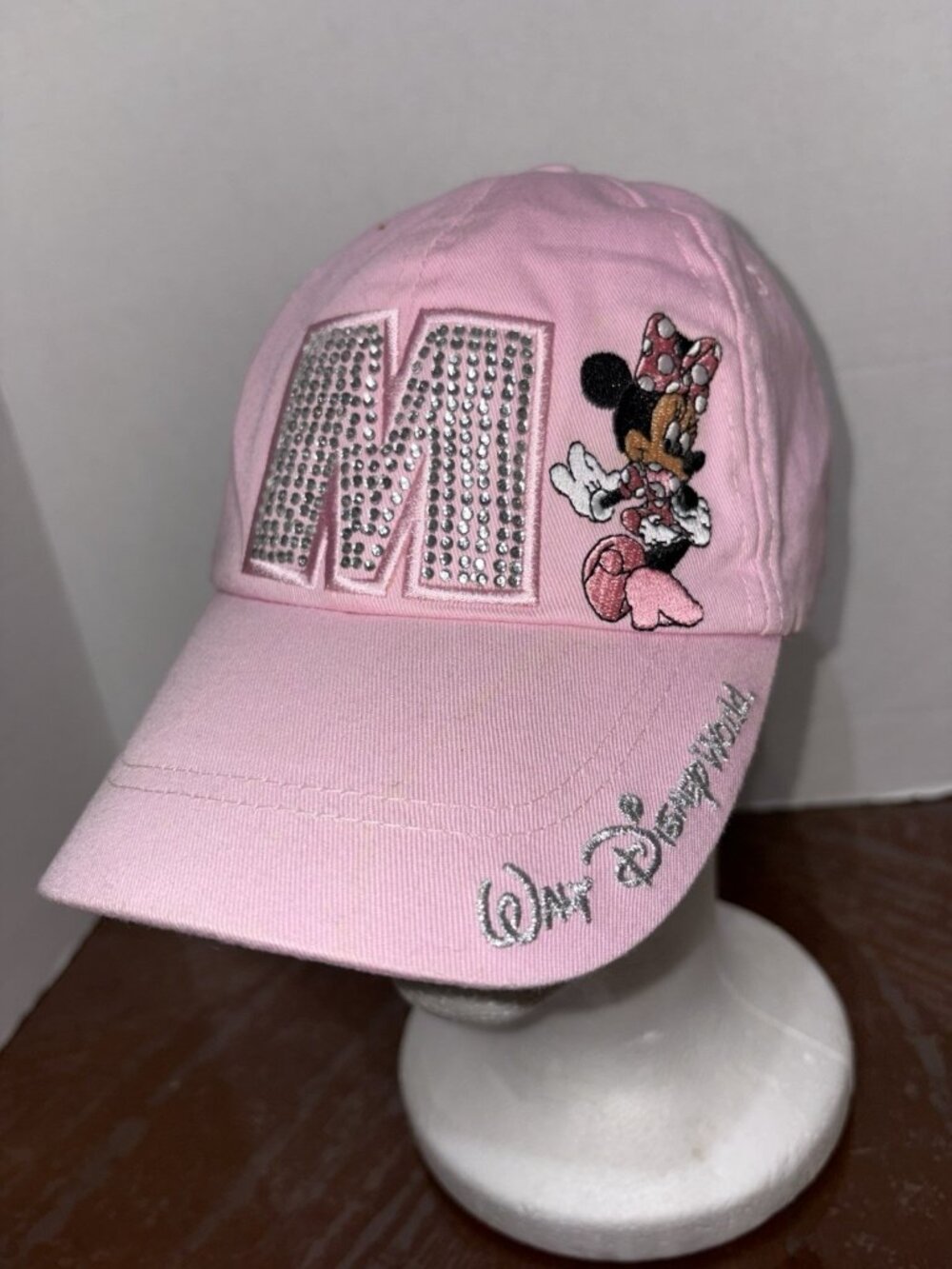 Bejeweled Minnie Mouse Disney World Hat Cap Embroidered Parks Adjustable Pink